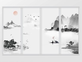 新中式水墨风山水移门