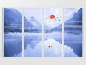 新中式水墨山水意境移门