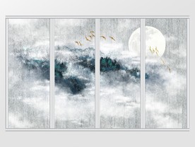 中式水墨意境山水移门