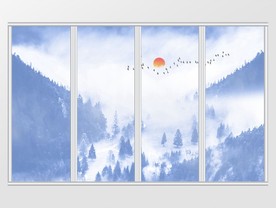 中式唯美水墨山水移门