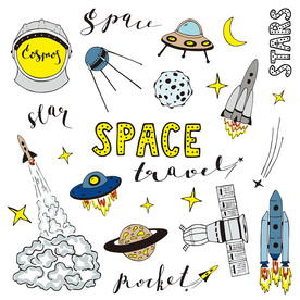 手绘卡通太空贴图素材