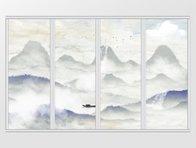 大理石纹山水移门