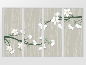 简约时尚小清新玉兰花移门