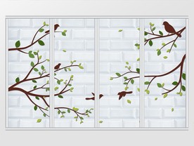 现代简约白色砖纹移门