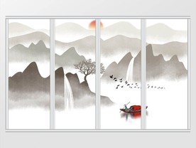 抽象水墨山水移门