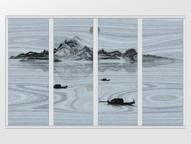 新中式浅色意境移门