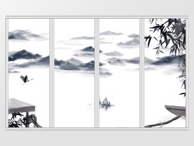 新中式水墨山水画移门