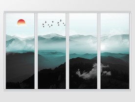 新中式意境山水风景移门