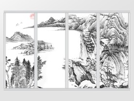 中式水墨山水移门