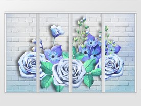 简约手绘油画花卉移门