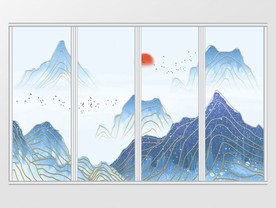新中式水墨山水移门
