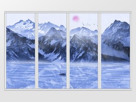 中国风水墨山水移门