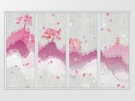 中式抽象山水意境移门