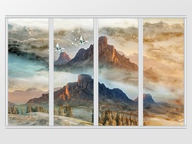 大理石纹江山如画移门