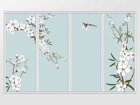 中式兰花花鸟移门