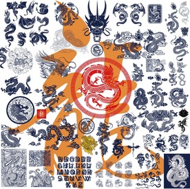 龙盘龙舞龙纹龙头祥云高清矢量