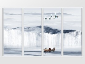 大理石纹山水移门