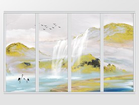 高清大理石纹山水移门