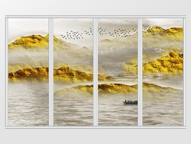 新中式金色云海移门