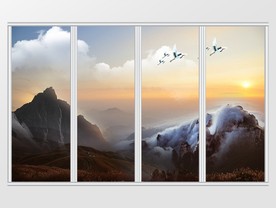 新中式静美山水风景移门