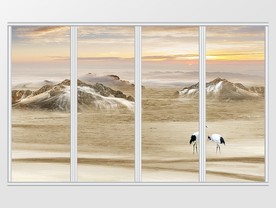 新中式山水日出风景移门