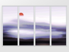 中式手绘意境水墨山水移门