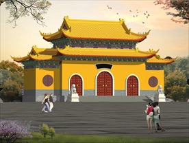 古建筑效果图 门楼牌坊 寺庙广