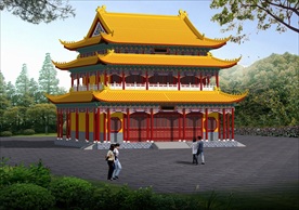 古建筑效果图 门楼牌坊 寺庙广