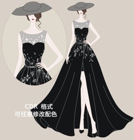 黑色精版礼服长裙女装
