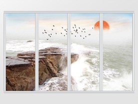 新中式大理石纹山水移门