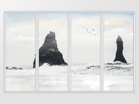 中式手绘意境水墨山水移门