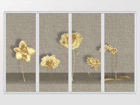 布纹立体金色花卉移门