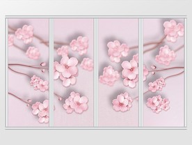 轻奢玫瑰金浮雕梅花树枝移门