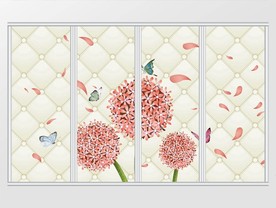 现代简约花卉清新移门