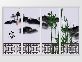 新中式家和万事兴古风竹子移门