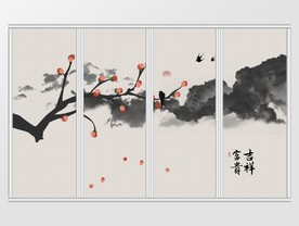 中式水墨富贵吉祥移门