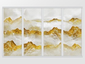 抽象金色写意山水移门