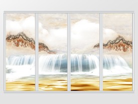 大理石纹江山飞瀑抽象移门