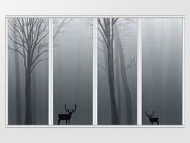 新中式抽象森林移门