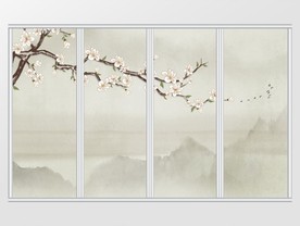 新中式富贵室静兰香移门