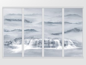 新中式石纹抽象山水移门