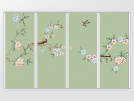 中式花鸟图手绘移门