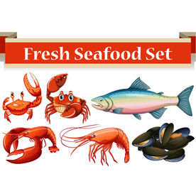 手绘卡通形象海洋生物插画设计