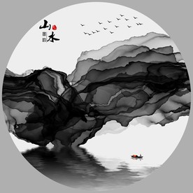 高清新中式抽象意境水墨画