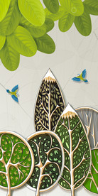 抽象绿叶玄关装饰画