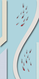 现代几何锦鲤玄关装饰画