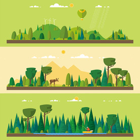 绿色森林矢量插画