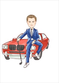 原创卡通Q版做车模男士