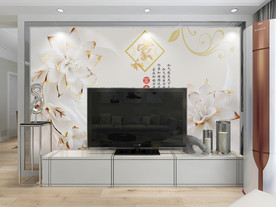 现代家居背景墙纸样机