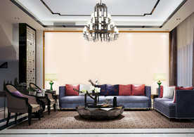 新中式背景墙纸样机图